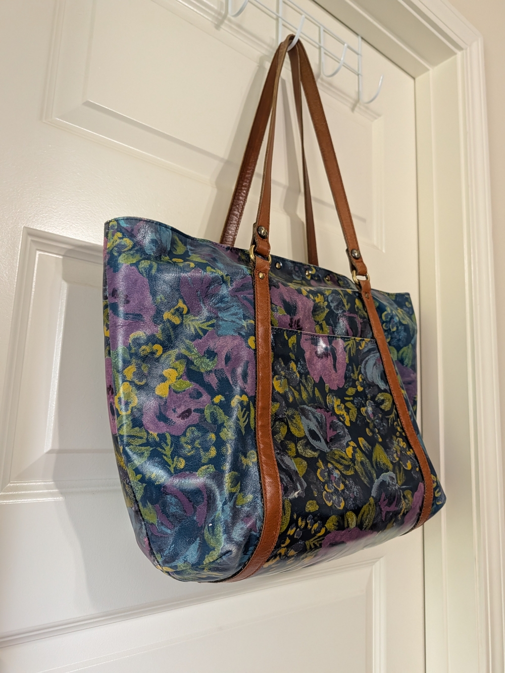 PATRICIA NASH Limited Edition Floral Tote Brown Leather Straps Luxury Brand - Picture 8 of 17